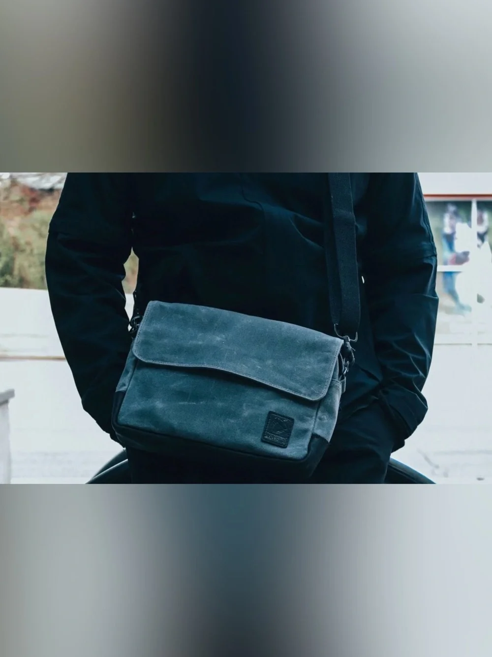 NutSac Magsatch 11 Messenger Bag Waxed Canvas Black Brown Leather Made In USA